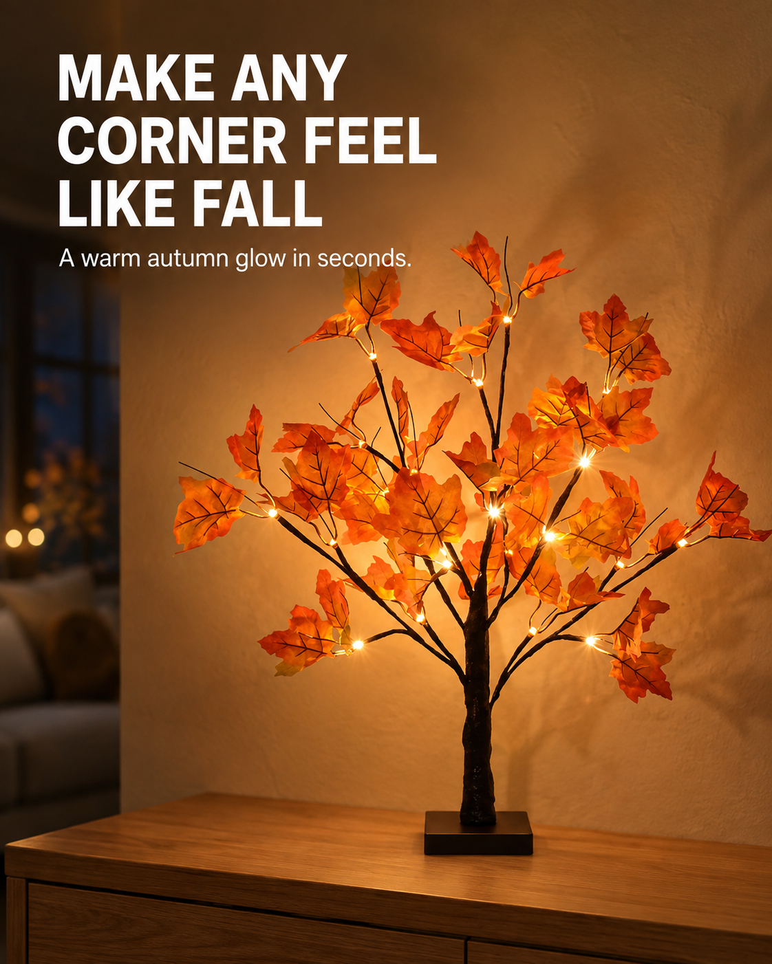 Glow Into Fall 🍁 Pre-Lit Autumn Maple Tree Table Lamp