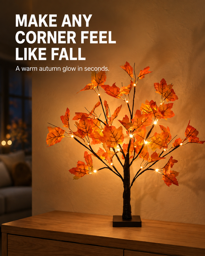 Glow Into Fall 🍁 Pre-Lit Autumn Maple Tree Table Lamp