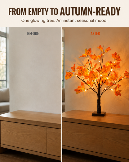 Glow Into Fall 🍁 Pre-Lit Autumn Maple Tree Table Lamp