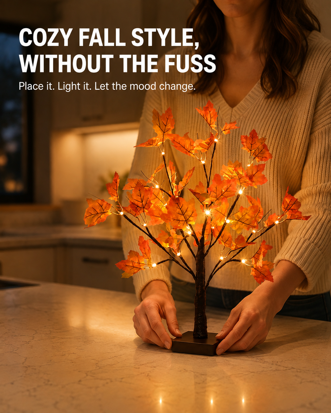 Glow Into Fall 🍁 Pre-Lit Autumn Maple Tree Table Lamp