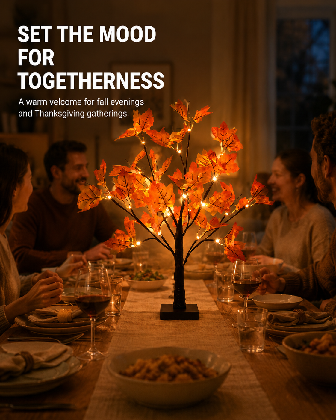 Glow Into Fall 🍁 Pre-Lit Autumn Maple Tree Table Lamp