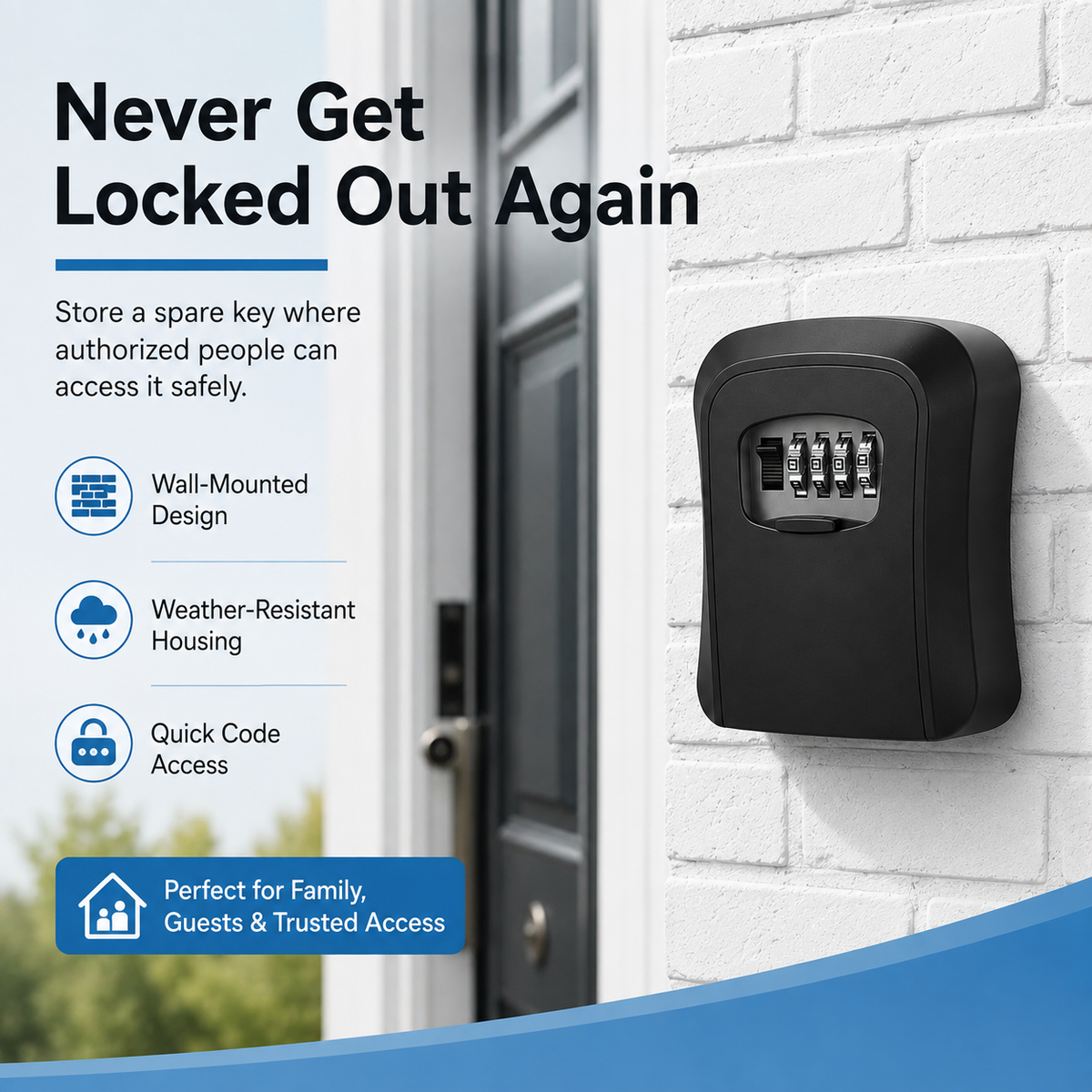 🔐Never Get Locked Out Again! | 4-Digit Wall-Mounted Key Lock Box 🛡️