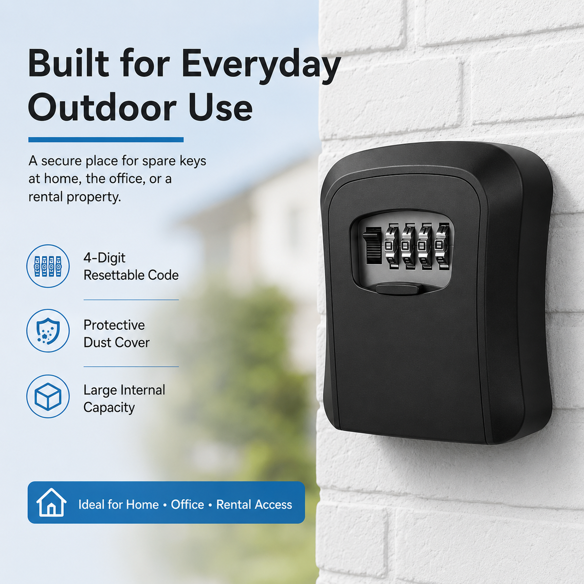 🔐Never Get Locked Out Again! | 4-Digit Wall-Mounted Key Lock Box 🛡️