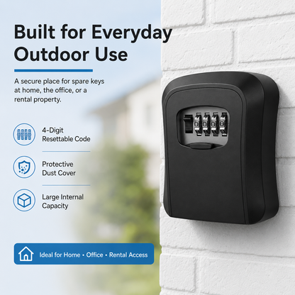 🔐Never Get Locked Out Again! | 4-Digit Wall-Mounted Key Lock Box 🛡️