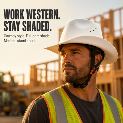 Cowboy-Style Full-Brim Hard Hat 🤠 | White & Black
