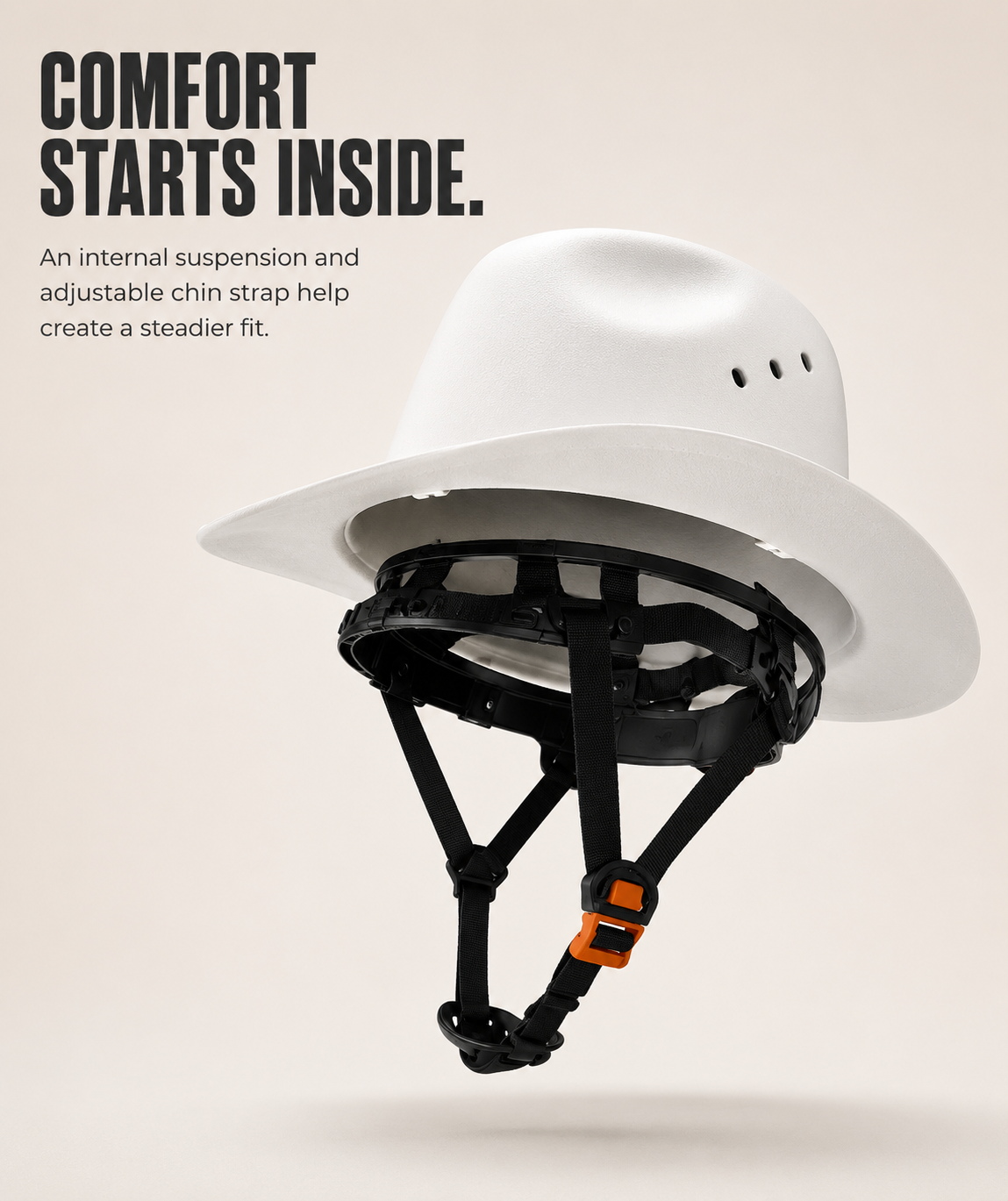 Cowboy-Style Full-Brim Hard Hat 🤠 | White & Black