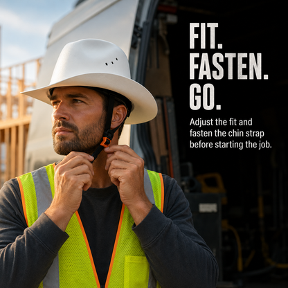Cowboy-Style Full-Brim Hard Hat 🤠 | White & Black