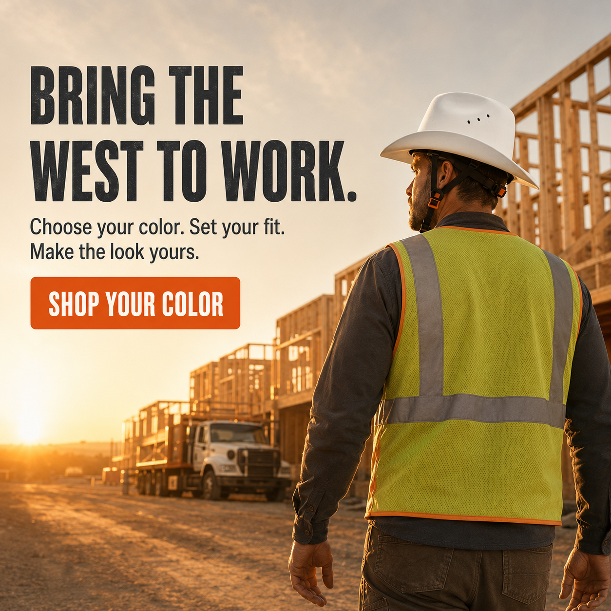 Cowboy-Style Full-Brim Hard Hat 🤠 | White & Black