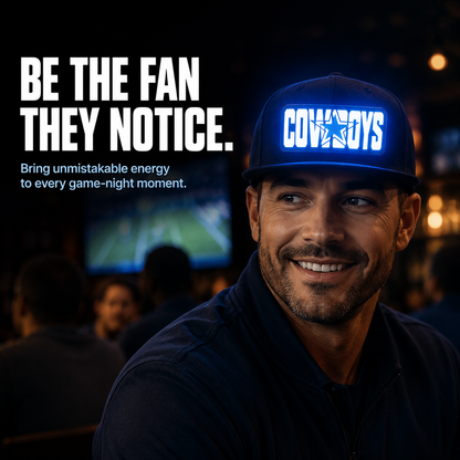 Light-Up Game Day Fan Cap – Glow Logo Flat-Brim Hat