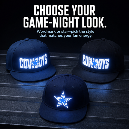 Light-Up Game Day Fan Cap – Glow Logo Flat-Brim Hat