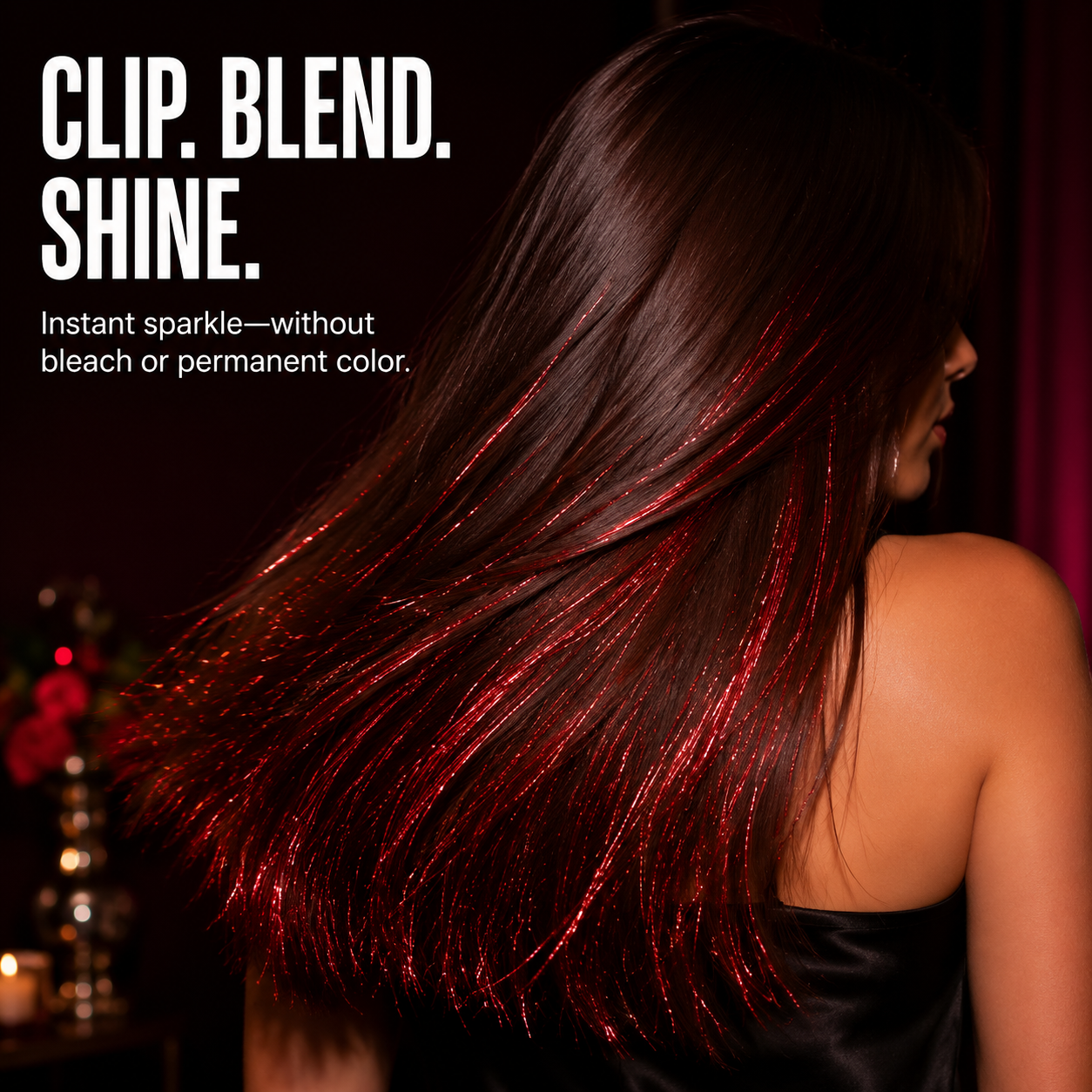 Clip-In Hair Tinsel Extensions – Instant Sparkle, No Permanent Color