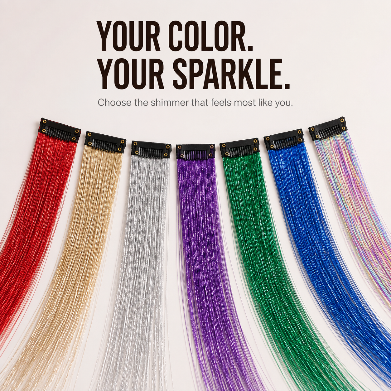 Clip-In Hair Tinsel Extensions – Instant Sparkle, No Permanent Color