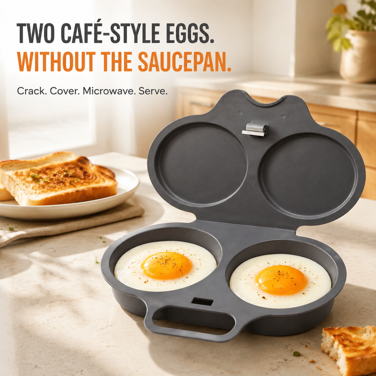 🍳 2-Egg Microwave Poacher – Easy Dual-Cavity Breakfast Cooker