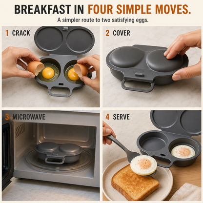 🍳 2-Egg Microwave Poacher – Easy Dual-Cavity Breakfast Cooker