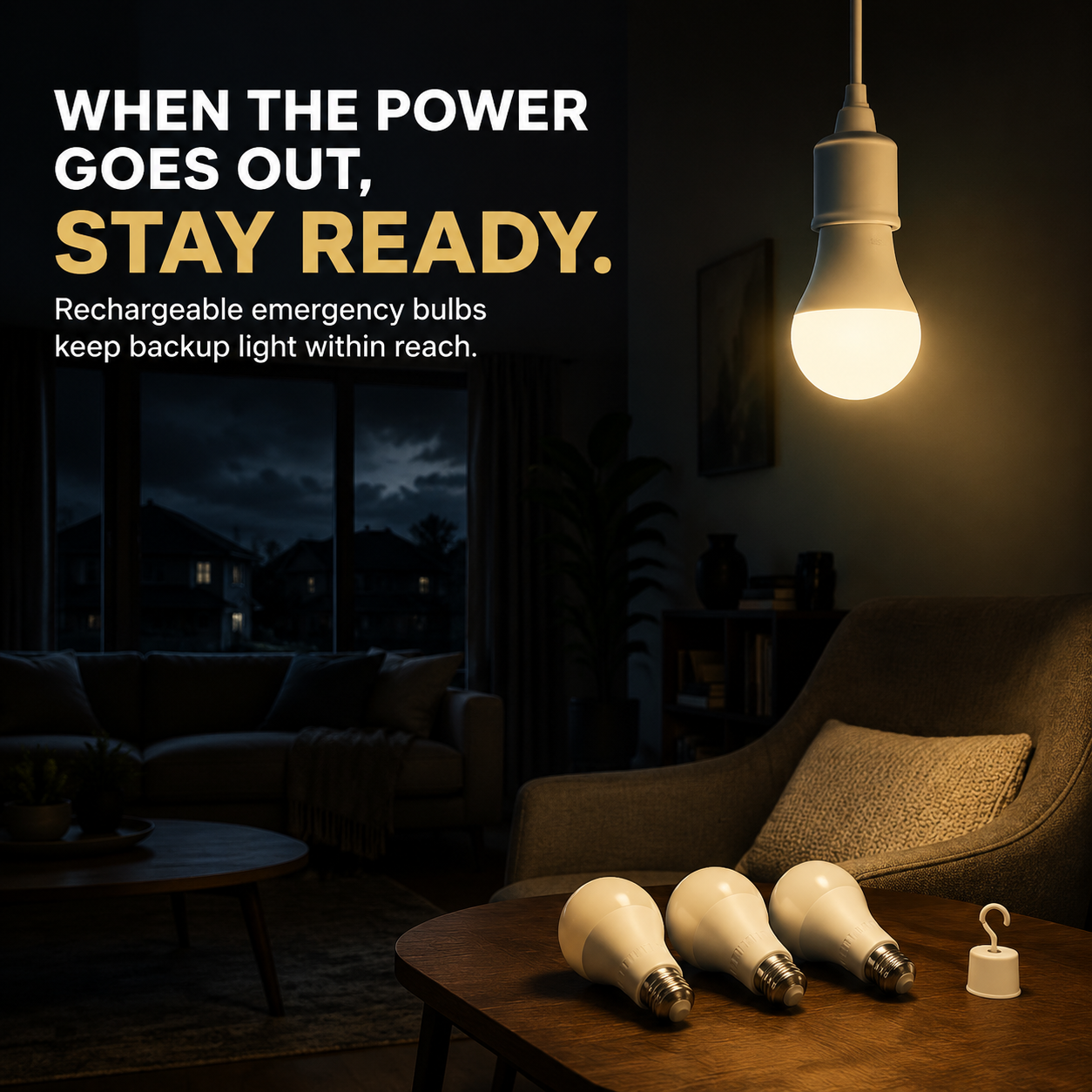 4-Pack Rechargeable Emergency LED Bulbs – Stay Ready for Power Outages 💡