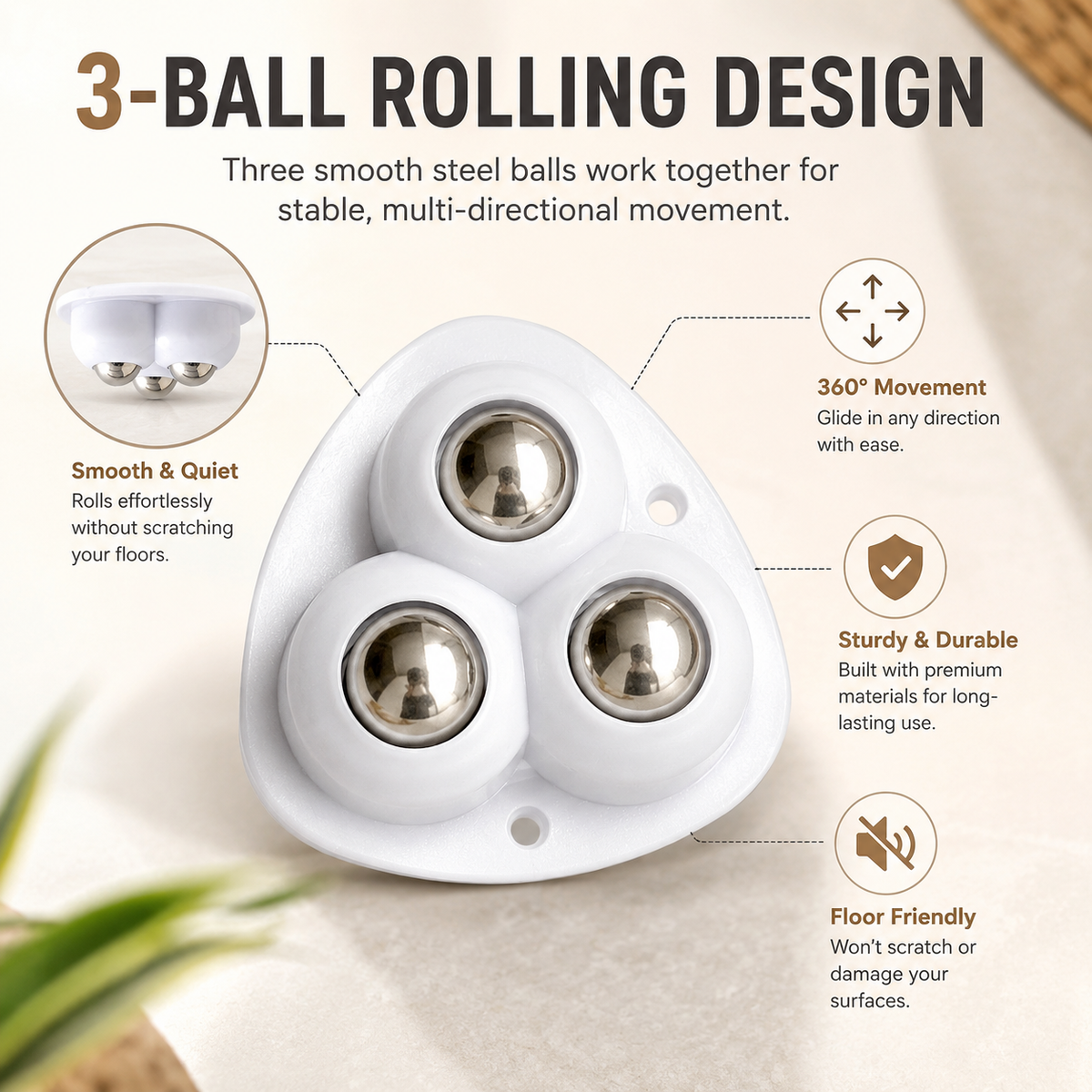🔥 Limited-Time Deal ✨ 360° Mini Ball Casters – Move More, Lift Less