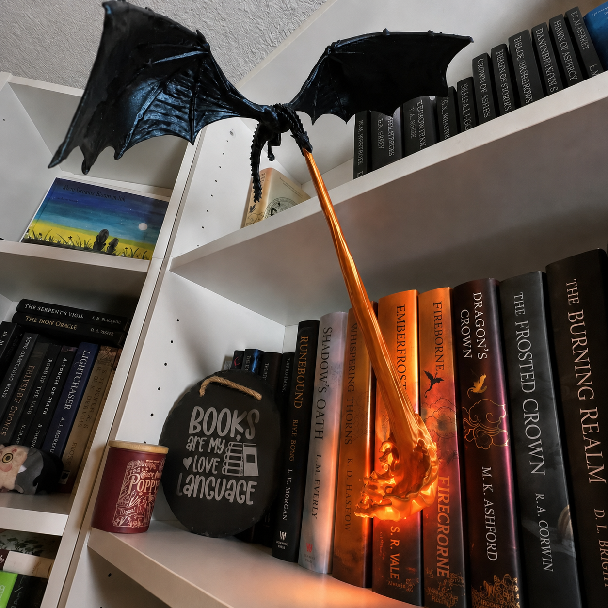 🔥 LAST DAY 50% OFF-🐉 Fire-Breathing Dragon Bookshelf Lamp – Fantasy LED Shelf Decor