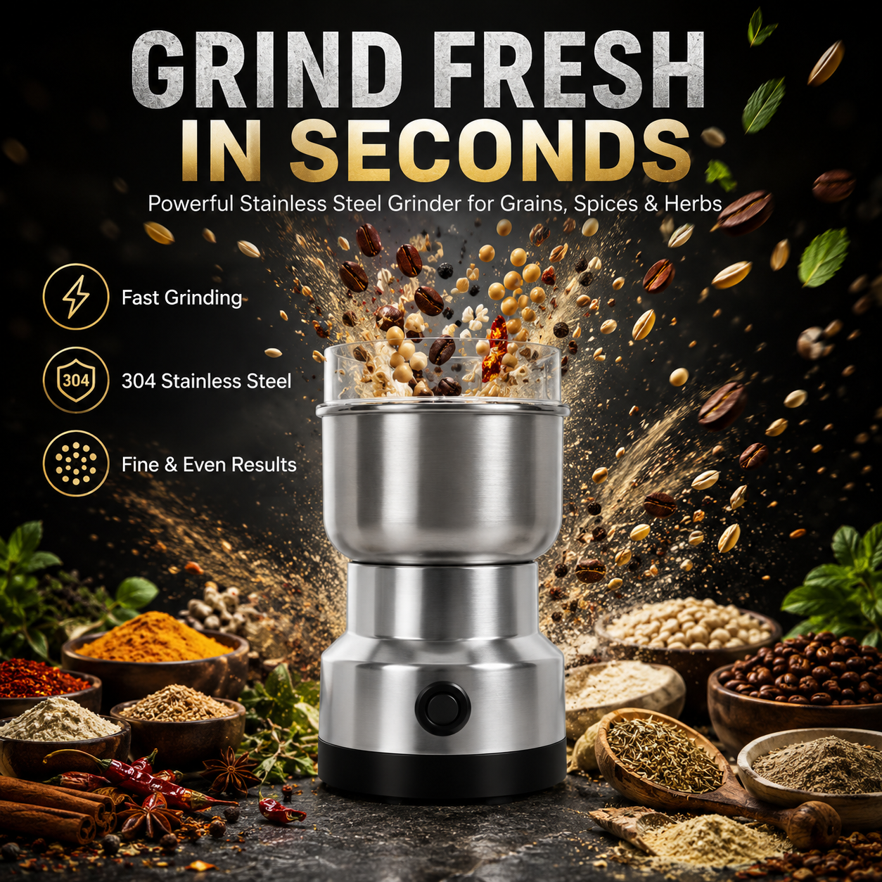 ⚡ Electric Coffee & Spice Grinder – Freshly Ground in Seconds