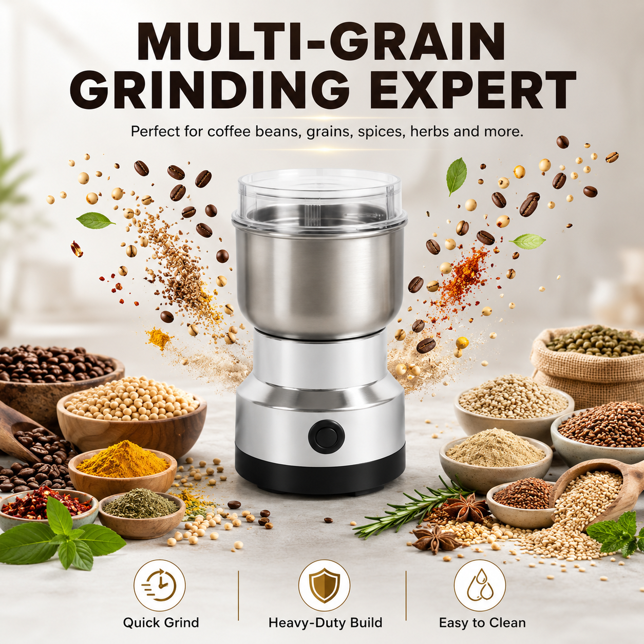 ⚡ Electric Coffee & Spice Grinder – Freshly Ground in Seconds