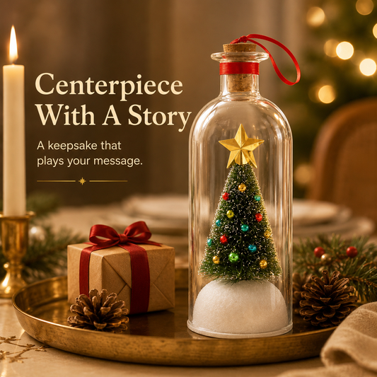 Recordable Christmas Tree Message Bottle | Personalized Holiday Decor Gift