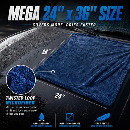Chemical Guys Megalodon Drying Towel 24" × 36"