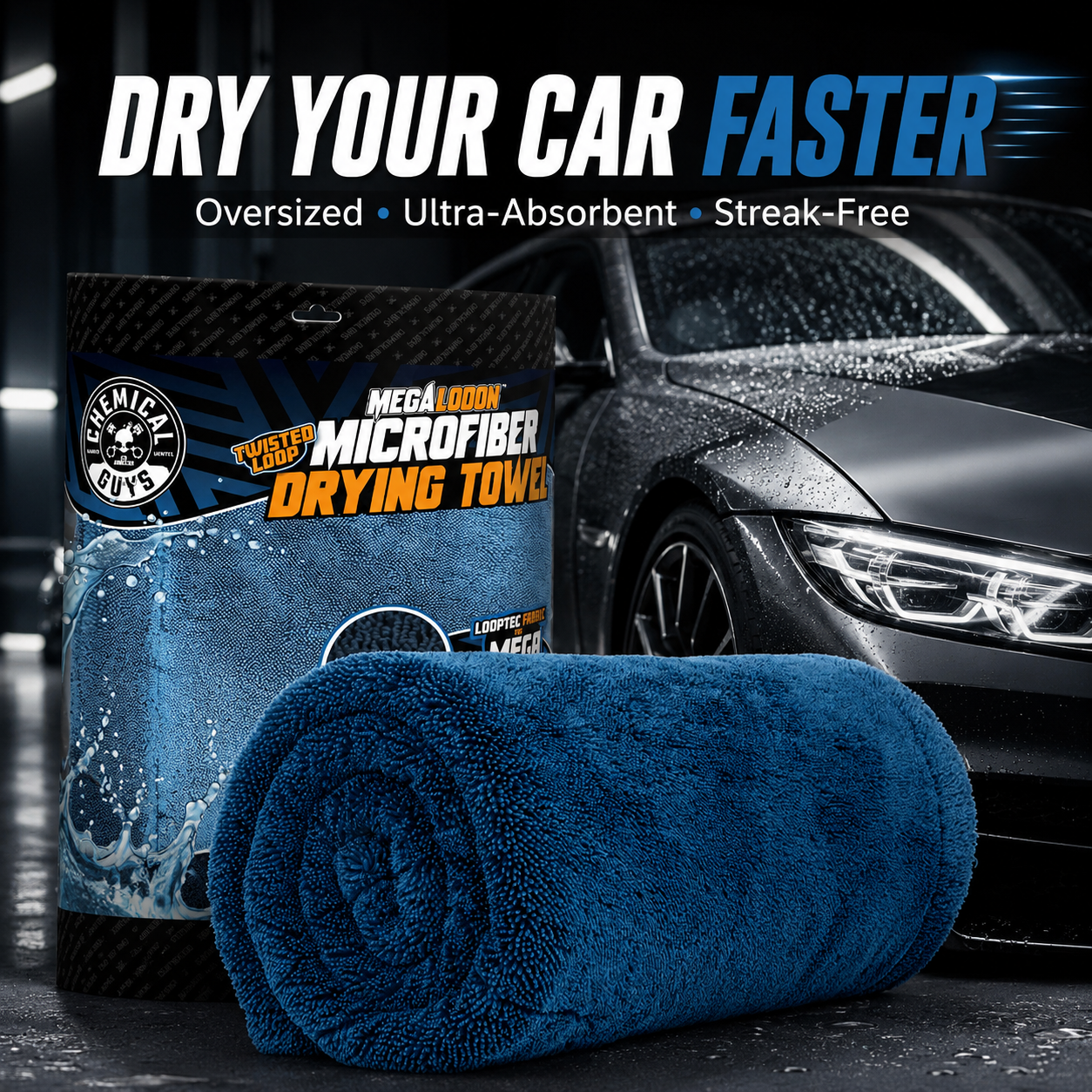 Chemical Guys Megalodon Drying Towel 24" × 36"
