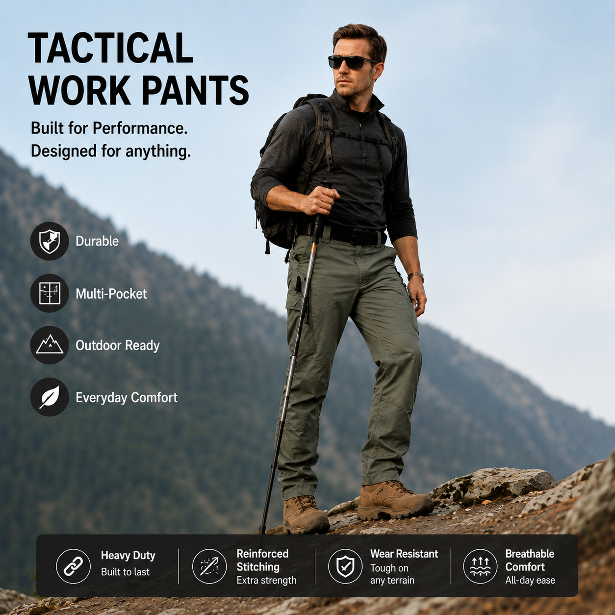 🔥LAST DAY 49%---Men's Tactical Pants | Water-Resistant Outdoor Work Pants with Utility Pockets