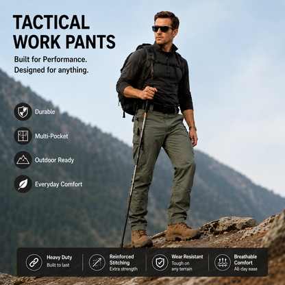🔥LAST DAY 49%---Men's Tactical Pants | Water-Resistant Outdoor Work Pants with Utility Pockets