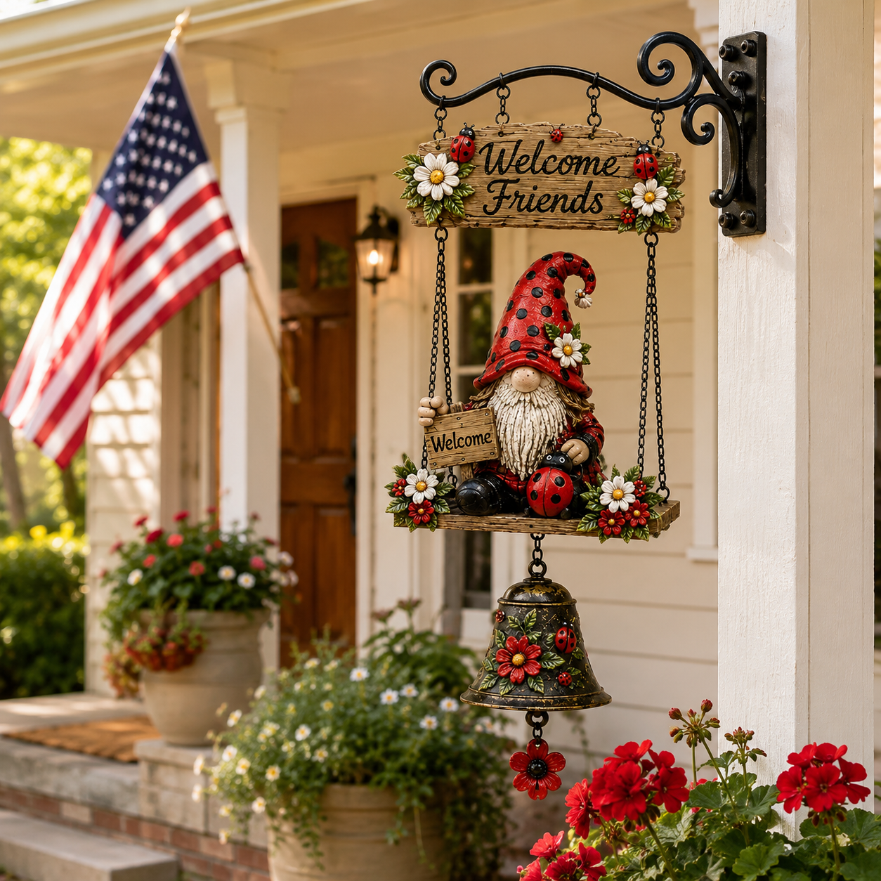 🔥50% OFF TODAY ONLY – Rustic Garden Gnome Bell Outdoor Decor 🐞🌼
