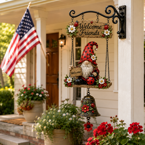 🔥50% OFF TODAY ONLY – Rustic Garden Gnome Bell Outdoor Decor 🐞🌼