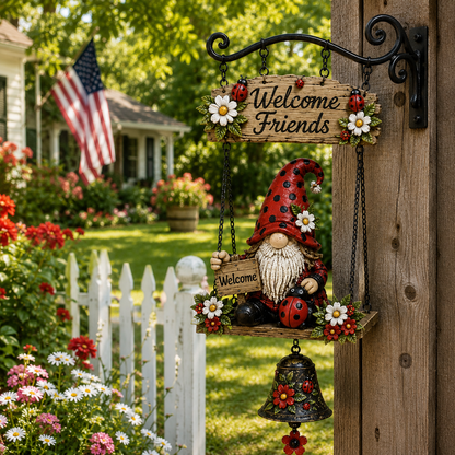 🔥50% OFF TODAY ONLY – Rustic Garden Gnome Bell Outdoor Decor 🐞🌼