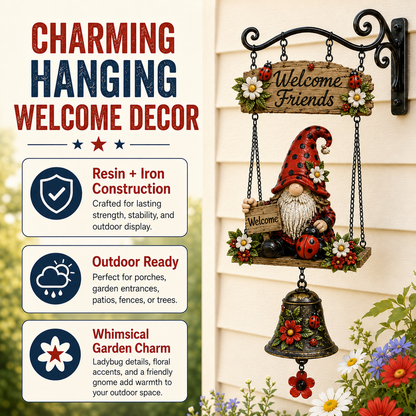 🔥50% OFF TODAY ONLY – Rustic Garden Gnome Bell Outdoor Decor 🐞🌼