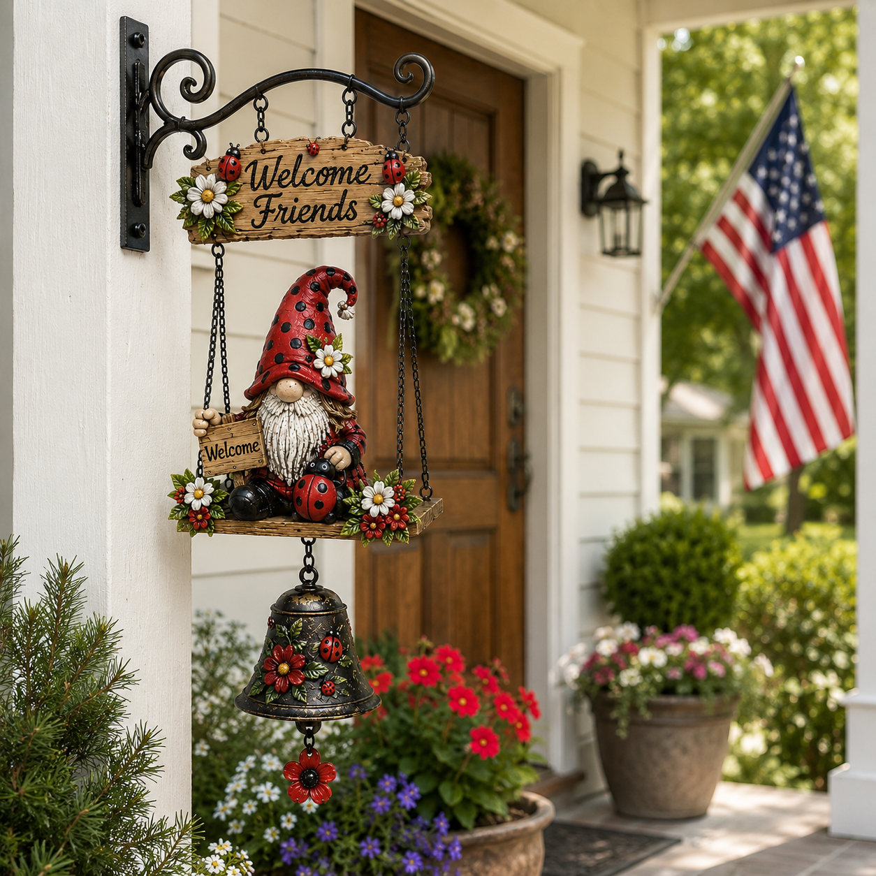 🔥50% OFF TODAY ONLY – Rustic Garden Gnome Bell Outdoor Decor 🐞🌼