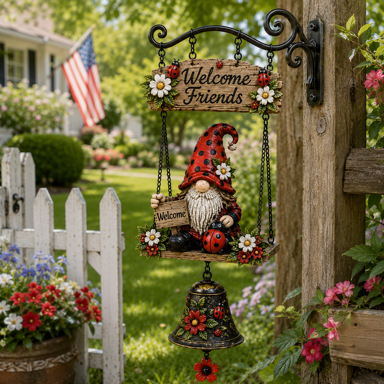 🔥50% OFF TODAY ONLY – Rustic Garden Gnome Bell Outdoor Decor 🐞🌼