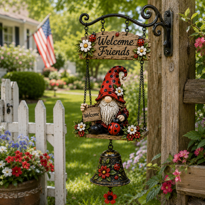 🔥50% OFF TODAY ONLY – Rustic Garden Gnome Bell Outdoor Decor 🐞🌼