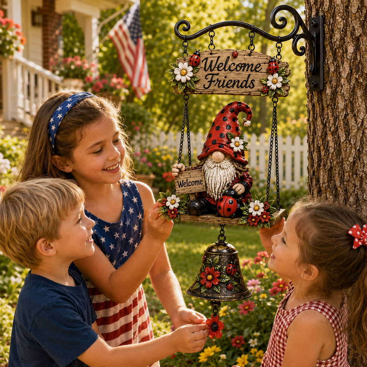 🔥50% OFF TODAY ONLY – Rustic Garden Gnome Bell Outdoor Decor 🐞🌼