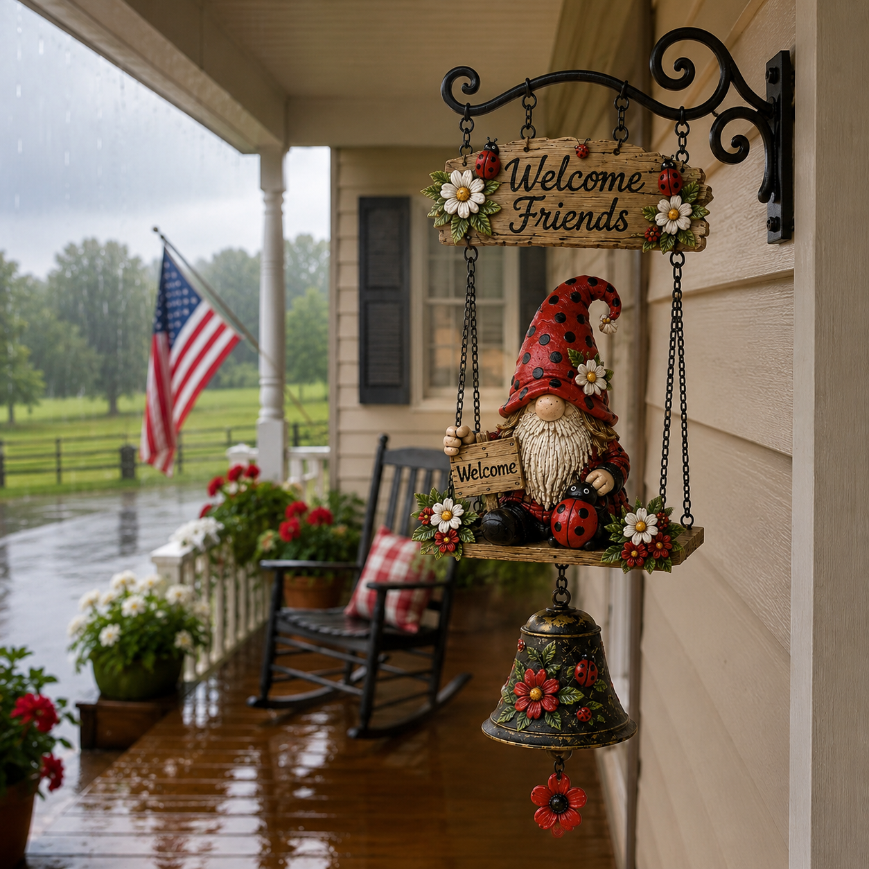 🔥50% OFF TODAY ONLY – Rustic Garden Gnome Bell Outdoor Decor 🐞🌼