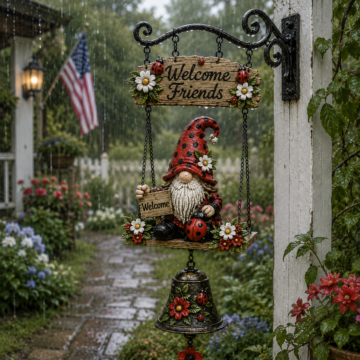 🔥50% OFF TODAY ONLY – Rustic Garden Gnome Bell Outdoor Decor 🐞🌼