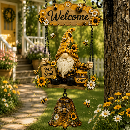 🔥50% OFF TODAY ONLY – Rustic Garden Gnome Bell Outdoor Decor 🐞🌼