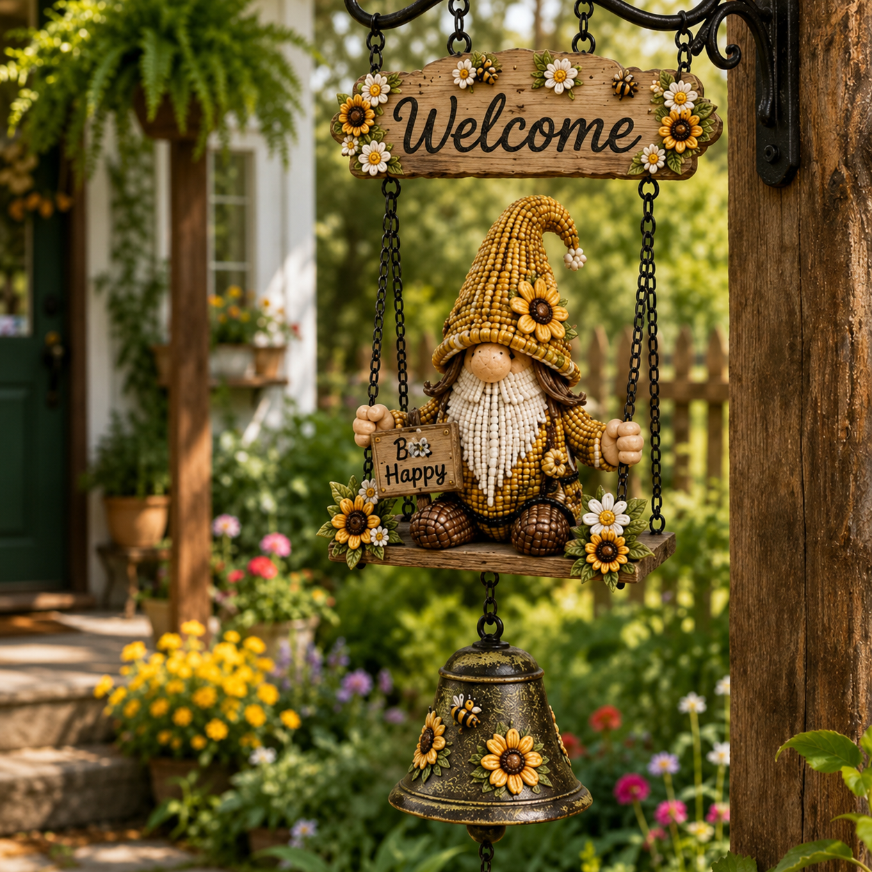🔥50% OFF TODAY ONLY – Rustic Garden Gnome Bell Outdoor Decor 🐞🌼