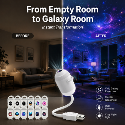 Galaxy Star Projector Night Light – Transform Your Room into a Dreamy Starry Sky with 24 Projection Films