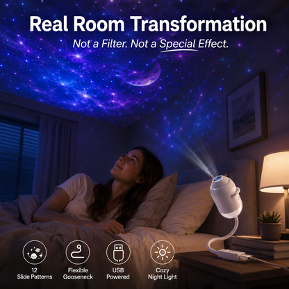 Galaxy Star Projector Night Light – Transform Your Room into a Dreamy Starry Sky with 24 Projection Films