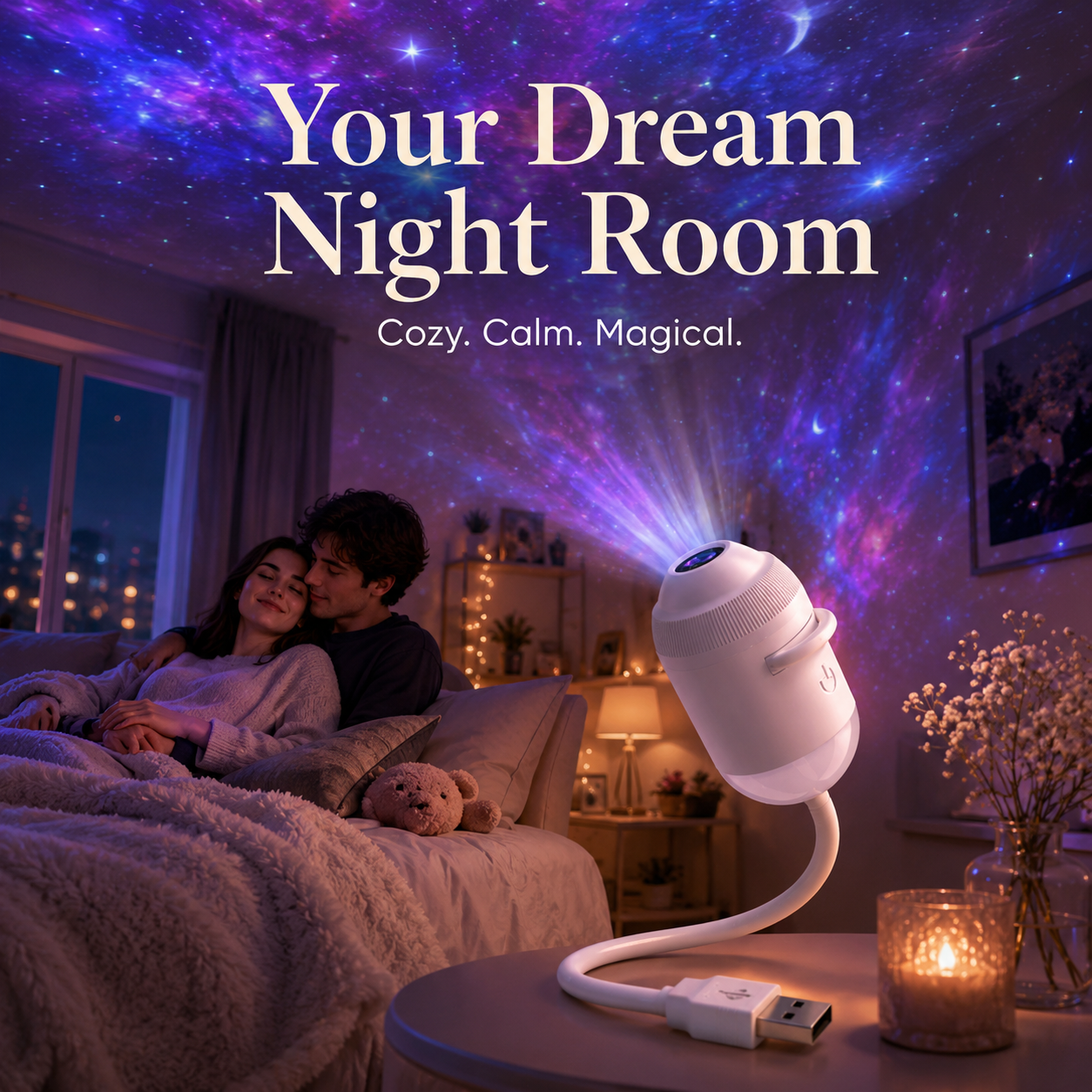 Galaxy Star Projector Night Light – Transform Your Room into a Dreamy Starry Sky with 24 Projection Films