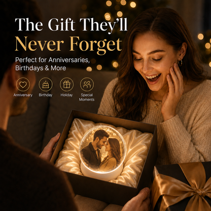 3D Crystal Ball 2.7In Personalized Light-up Sphere with Digital Video & Photo Display Custom Gift for Babies Couples & Pets black
