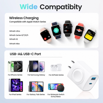 3-in-1 Magnetic Apple Watch & iPhone Charger | 20W USB-C Fast Charger