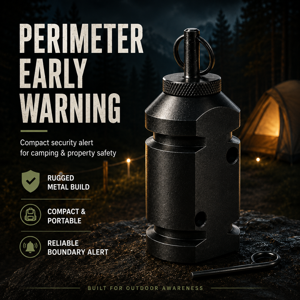 Camping Perimeter Trip Alarm | 12 Gauge Early Warning Security Device