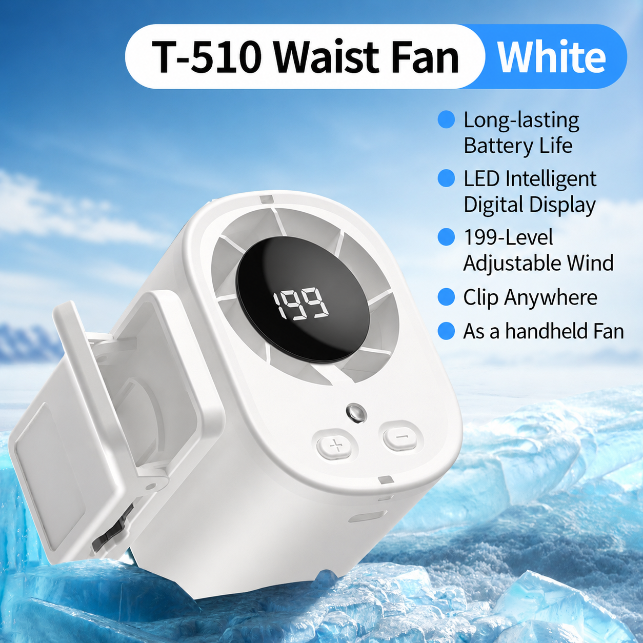2026 Car Clip On Fan with LED Display