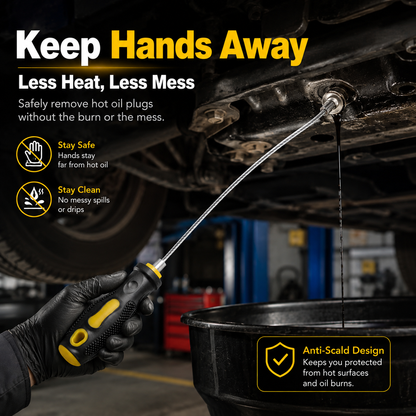 Magnetic Oil Drain Plug Remover Tool | 14 Inch Anti-Scald Flexible Sump Plug Tool