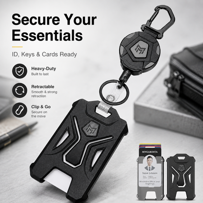 Heavy Duty Retractable Badge Holder with Carabiner Clip