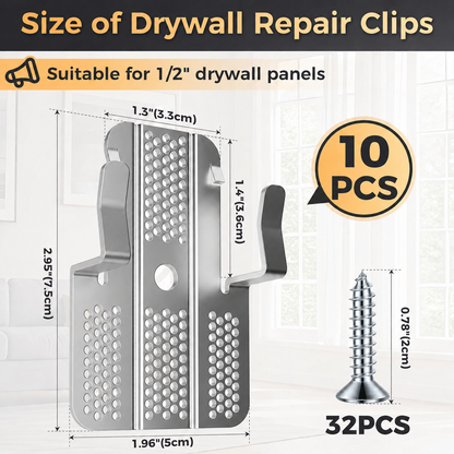 Easy Install Drywall Repair Clips 1/2 Inch | 10 Pack Wall Patch Kit